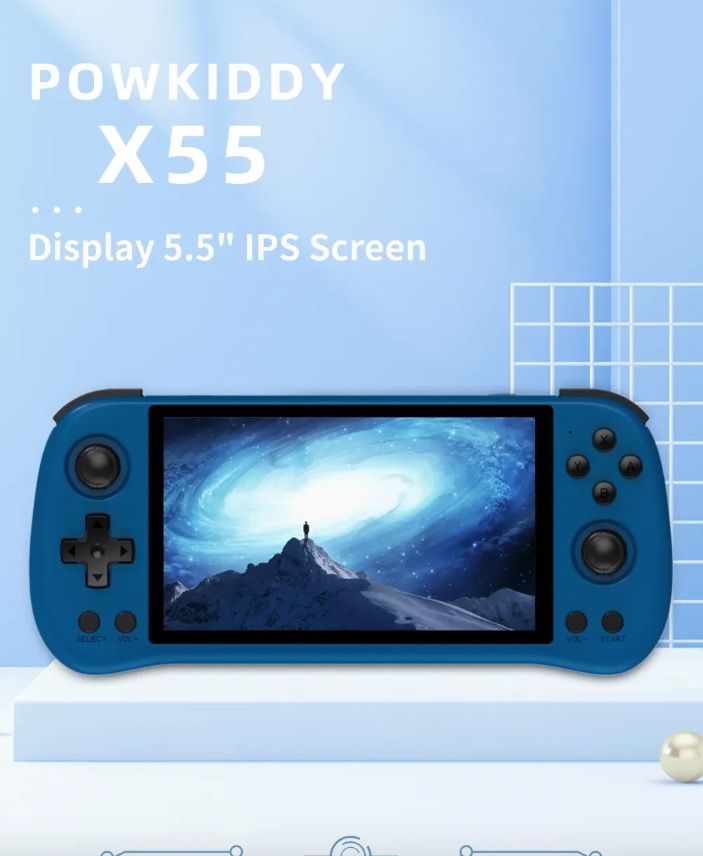 POWKIDDY X55 Draagbare gameconsole Retro Gaming 5.5 inch scherm IPS-display RK3566 processor Gamen onderweg