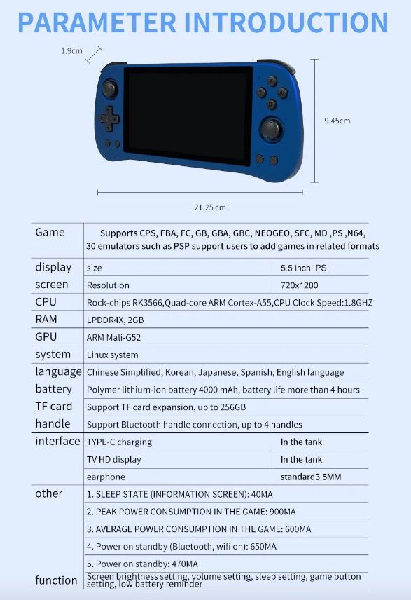 POWKIDDY X55 Draagbare gameconsole Retro Gaming 5.5 inch scherm IPS-display RK3566 processor Gamen onderweg