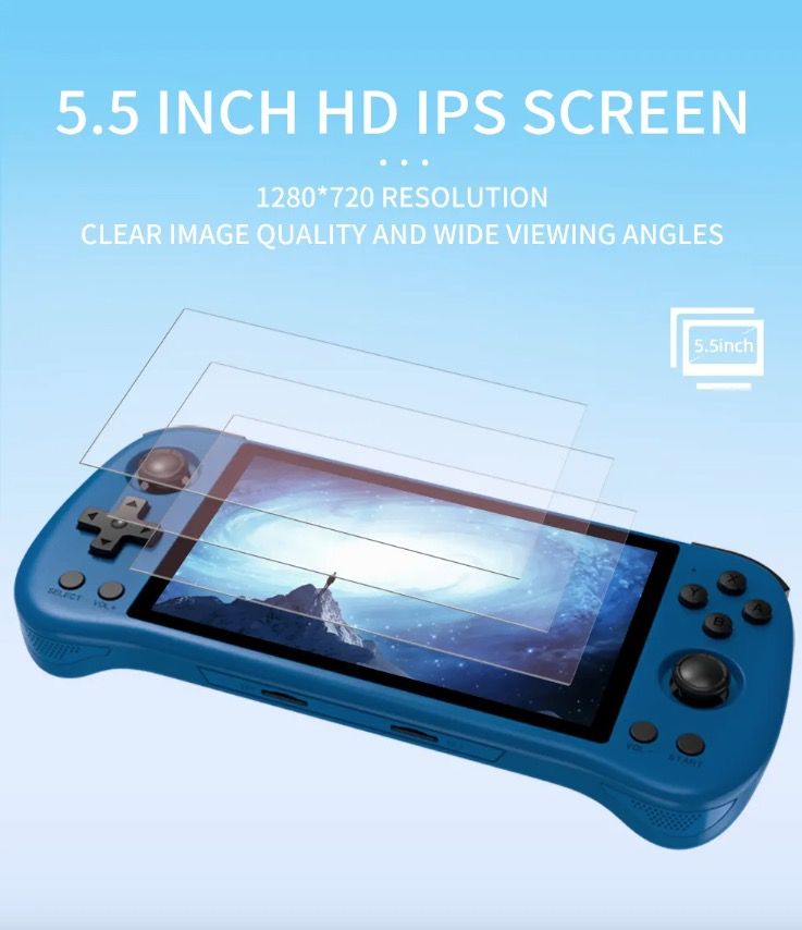 POWKIDDY X55 Draagbare gameconsole Retro Gaming 5.5 inch scherm IPS-display RK3566 processor Gamen onderweg