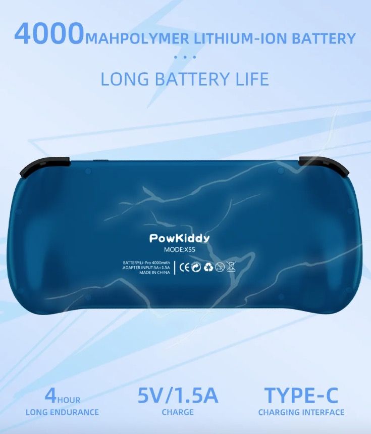 POWKIDDY X55 Draagbare gameconsole Retro Gaming 5.5 inch scherm IPS-display RK3566 processor Gamen onderweg