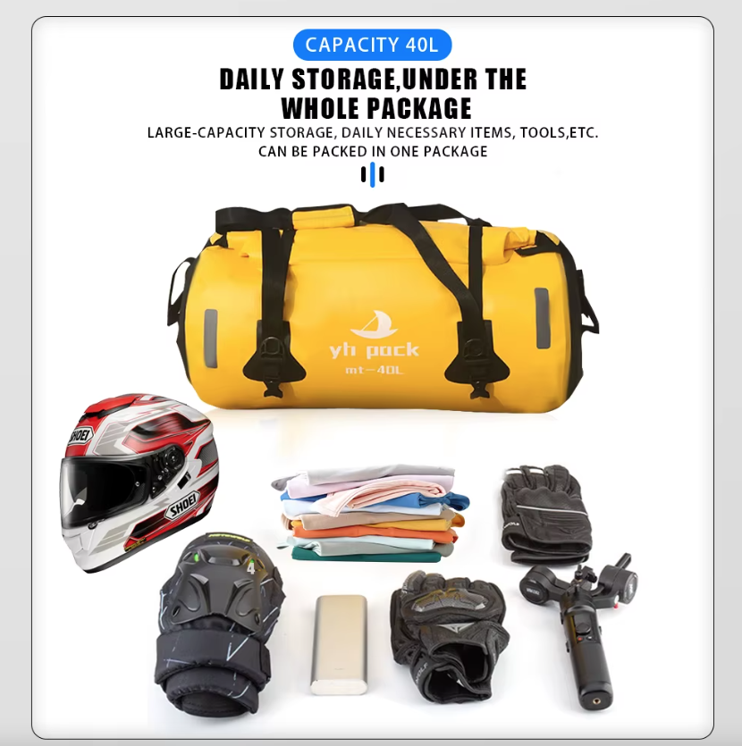 Motorfietstas XXL 40/80L - Waterdicht, draagbaar & multifunctioneel! Perfect voor avontuur & woon-werk.