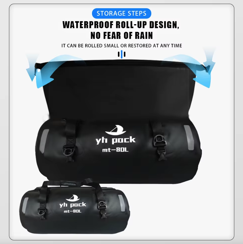 Motorfietstas XXL 40/80L - Waterdicht, draagbaar & multifunctioneel! Perfect voor avontuur & woon-werk.