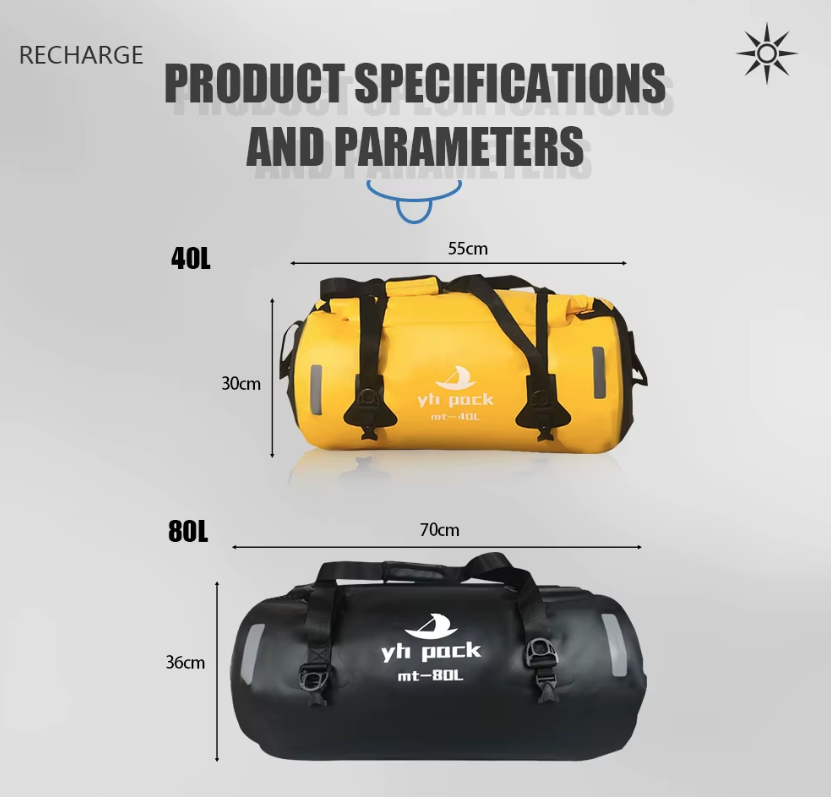 Motorfietstas XXL 40/80L - Waterdicht, draagbaar & multifunctioneel! Perfect voor avontuur & woon-werk.