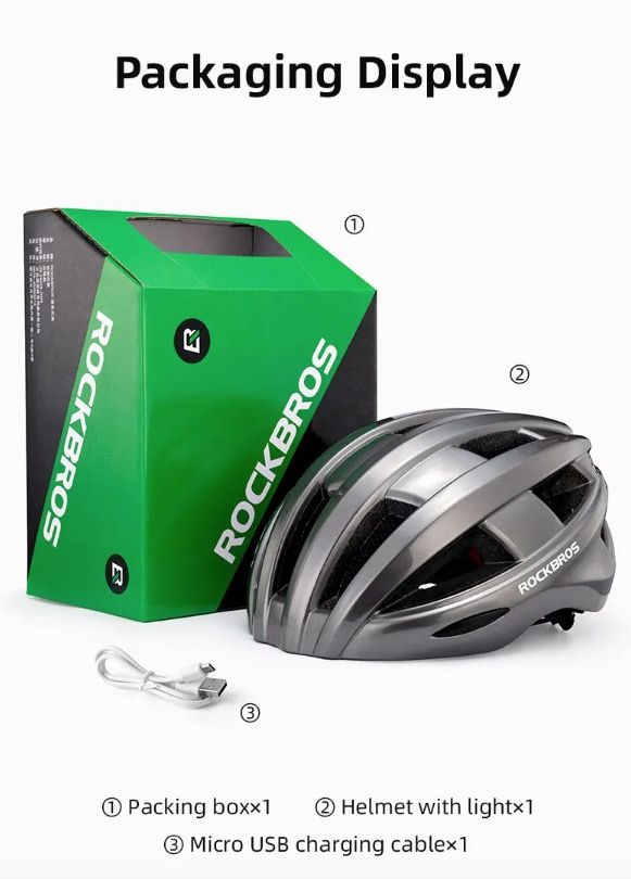 ROCKBROS Fietshelm met LED-achterlicht Ultralicht en Waterafstotend MTB en Racefietshelm Fietsveiligheid