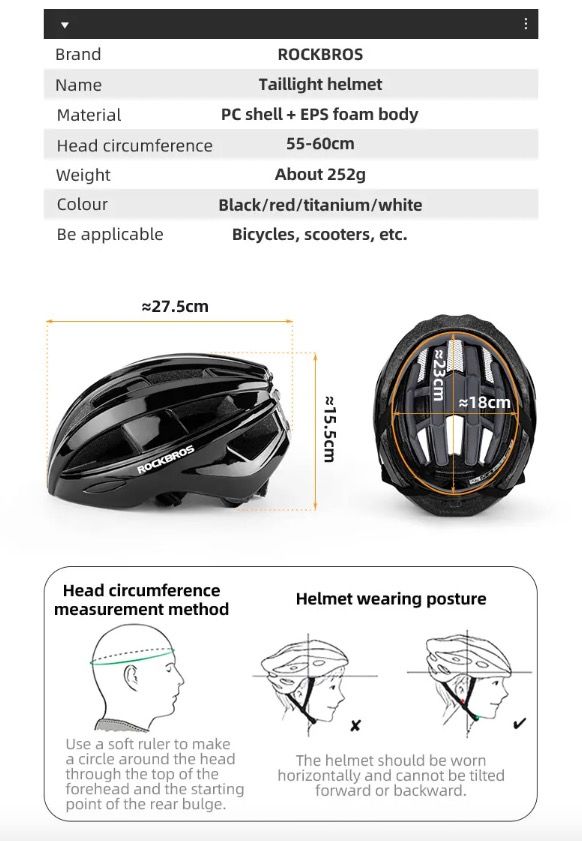 ROCKBROS Fietshelm met LED-achterlicht Ultralicht en Waterafstotend MTB en Racefietshelm Fietsveiligheid