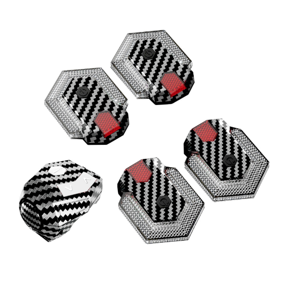 CarryBright carbon fiber 4 stuks fietsachterlicht met richtingaanwijzers, USB oplaadbare fiets richtingaanwijzers voor en achter, heldere LED veiligheidswaarschuwing, draadloze afstandsbediening waterdichte fiets richtingaanwijzerlicht voor e-bike