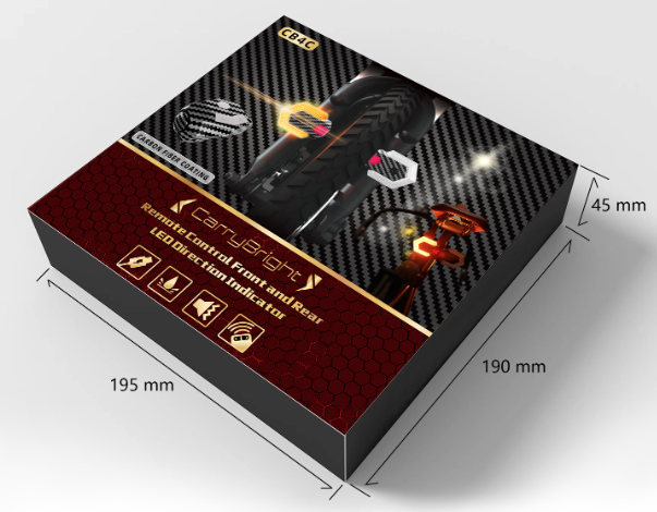 CarryBright carbon fiber 4 stuks fietsachterlicht met richtingaanwijzers, USB oplaadbare fiets richtingaanwijzers voor en achter, heldere LED veiligheidswaarschuwing, draadloze afstandsbediening waterdichte fiets richtingaanwijzerlicht voor e-bike